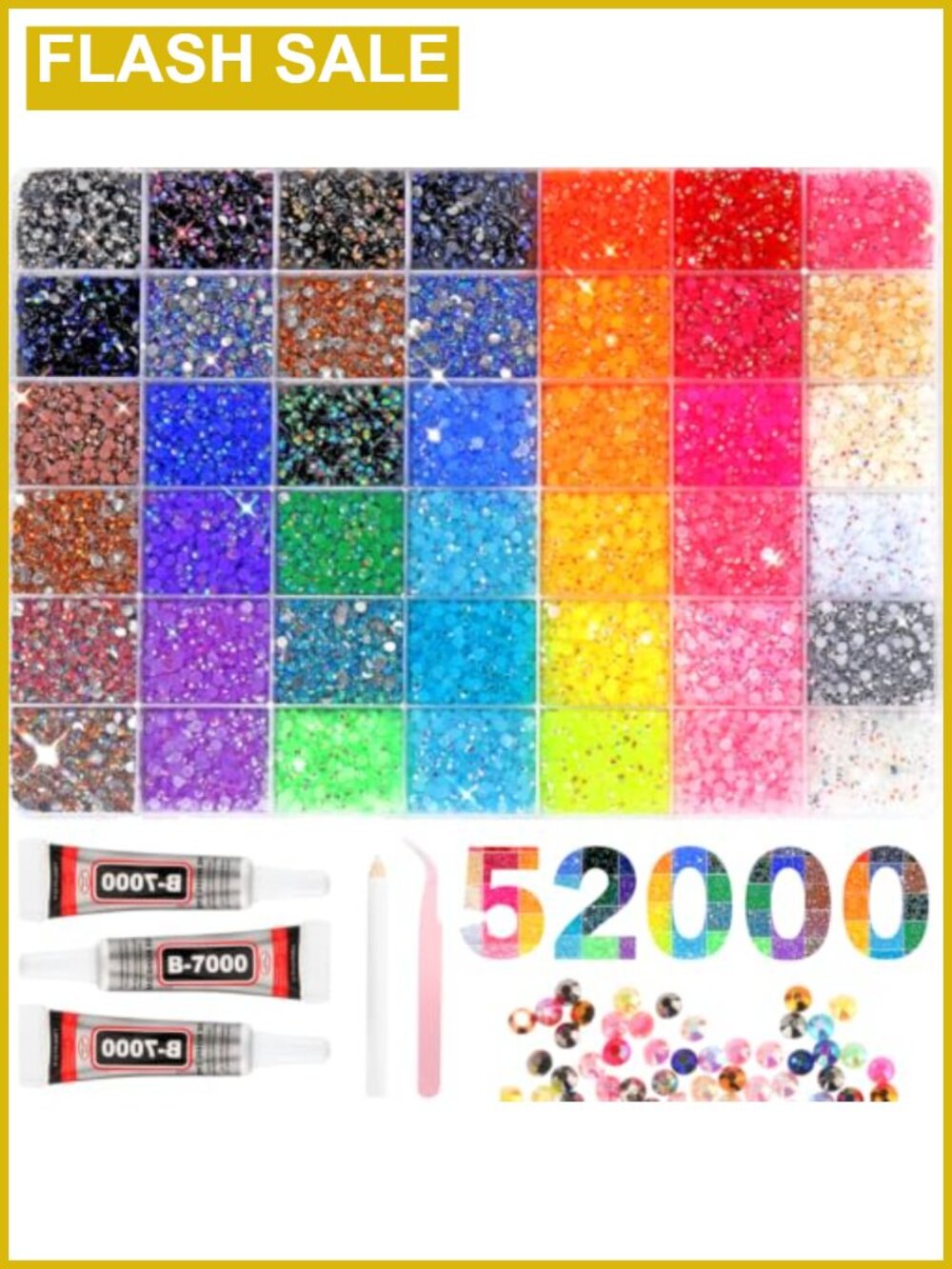 52000Pcs 42 Colors Resin Jelly Rhinestones Bedazzling Kit